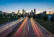 timelapse photo of highway during golden hour