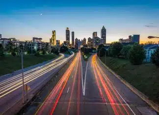 timelapse photo of highway during golden hour