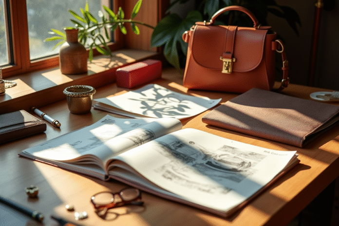 Espace de créateur de mode élégant avec accessoires de luxe