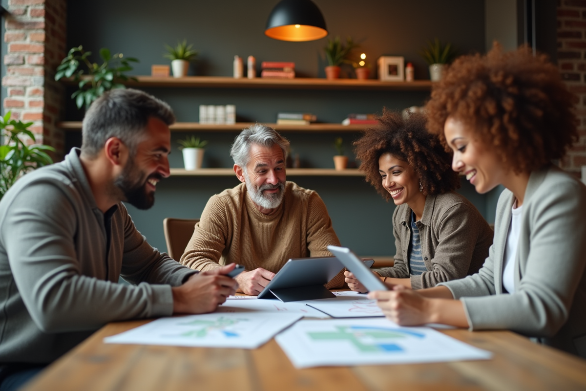 Groupe de collègues collaborant autour d