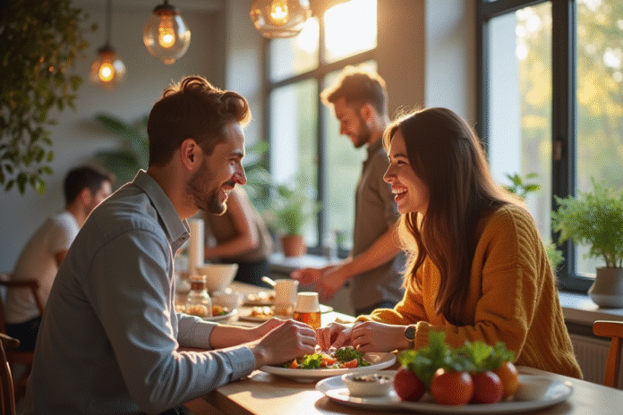 Jeune couple préparant le dîner dans un appartement moderne