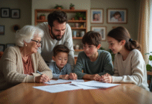 Famille multigeneration réunie autour d'une table à manger chaleureuse