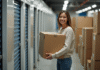 Trouver la meilleure location de box de stockage à Bordeaux : conseils et astuces pour un choix optimal Jeune femme organisant des cartons dans un selfstorage