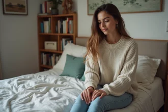 Femme préoccupée par les causes d'une fausse couche répétée