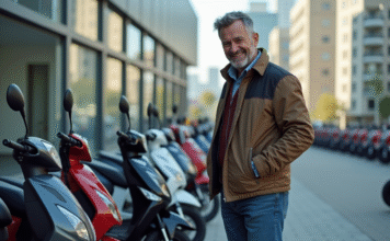 Comment économiser sur les tarifs des motocycles 125cc neufs et d’occasion Homme souriant compare prix motos 125cc modernes