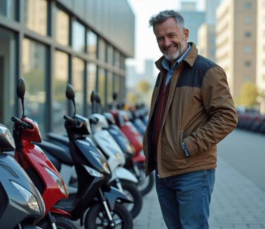 Comment économiser sur les tarifs des motocycles 125cc neufs et d’occasion Homme souriant compare prix motos 125cc modernes