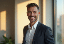 Homme confiant en chemise blanche et blazer sombre