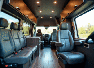 Comment améliorer le confort de votre Peugeot Expert grâce à un bon aménagement ? Intérieur d'un van aménagé avec sièges ergonomiques et rangement organisé