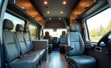 Comment améliorer le confort de votre Peugeot Expert grâce à un bon aménagement ? Intérieur d'un van aménagé avec sièges ergonomiques et rangement organisé