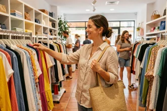Femme faisant du shopping dans un magasin de Montpellier ouvert le dimanche