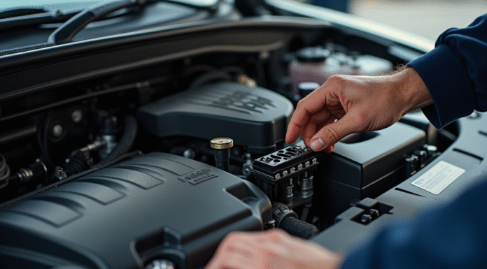Inspection du moteur Peugeot avec un mécanicien