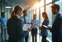Groupe de professionnels en finance analysant des graphiques