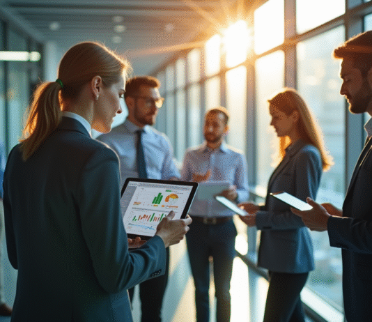 Groupe de professionnels en finance analysant des graphiques