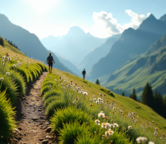 Sentier de montagne dans les Alpes françaises en plein jour