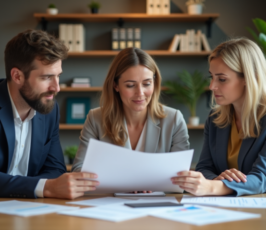 Catégories MIF : définition et classification en 3 principaux types Femme élégante avec collègues autour d'une table avec dossiers colorés