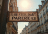 Panneau de rue parisien avec code postal visible en lumière naturelle